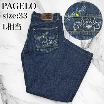 PAGELO 파제로 데님 청바지 스트레이트 자수 동물 y2k L