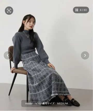 체크 자카드 니트 원피스