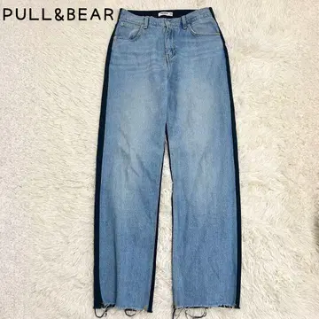 PULL&BEAR 전후 바이컬러 데님 팬츠 스트레이트 컷팅 구제 의류