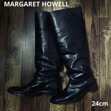 마가렛호웰 블랙 가죽 롱 부츠