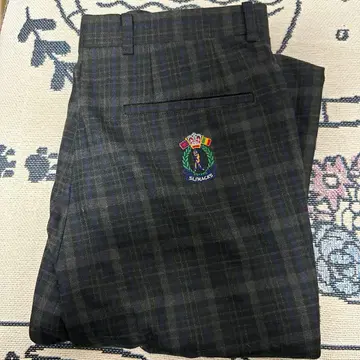 체크 무늬 다크 그레이 슬랙스