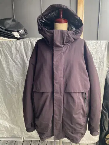 새상품급 UNIQLO+J 하이브리드 다운 오버 사이즈 후드티 와인 XL