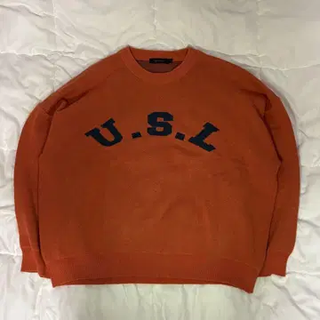 U.S.L. 자수 오렌지 크루넥 니트