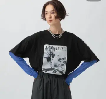 LEPSIM 포토 프린트 소매 레이어 T