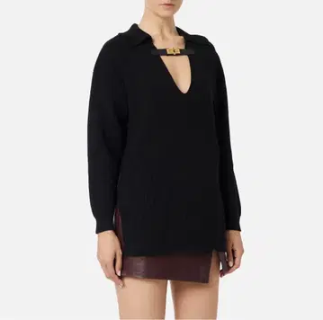블랙 V넥 니트 스웨터 Elisabetta Franchi
