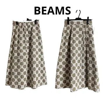 BEAMS 플레어 롱 스커트 브라운과 화이트