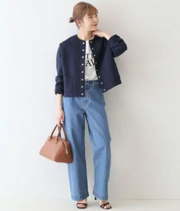 새상품급 슬로브 이에나 더블 페이스 크루 자켓 골드 버튼 네이비
