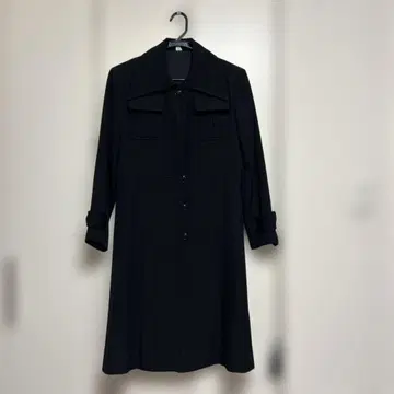 블랙 버튼 롱 코트 레트로 패션