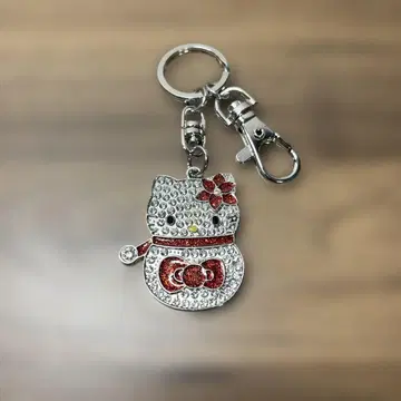 키티 스톤 장식 메탈 키링
