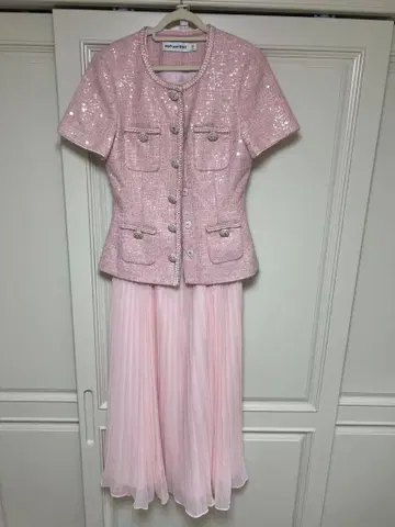 self-portrait 핑크 트위드 자켓과 스커트 세트