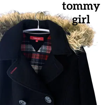 토미걸 퍼 부착 피코트 후드 부착 블랙 M 사이즈 tommy