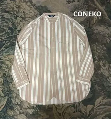 KONECO 스트라이프 밴드 카라 그랑파 셔츠