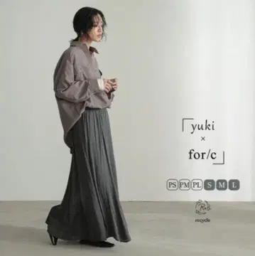 [ yuki x for/c 콜라보 ] 빈티지 새틴 개더 스커트