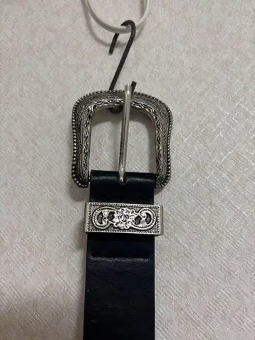 블랙 장식 벨트 실버톤 버클