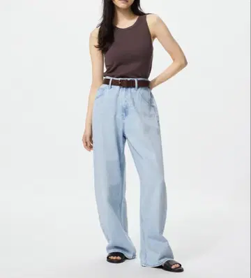UNIQLO 배기 커브 청바지 기장 짧음 23 미사용 새상품