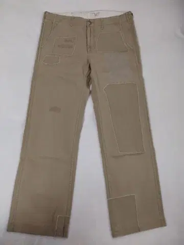 새상품급! 베이지 패치워크 리메이크 가공 치노 팬츠