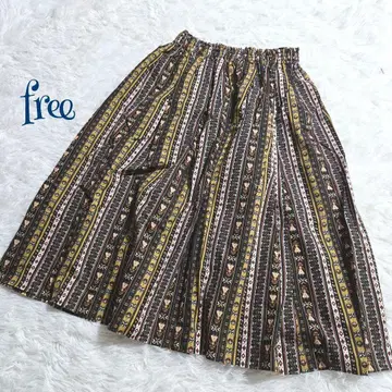 [빈티지] 에스닉 보헤미안 허리밴딩 롱 스커트 free