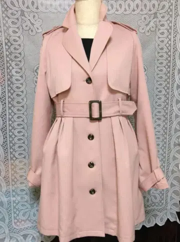 핑크 트렌치코트 허리 벨트 포함