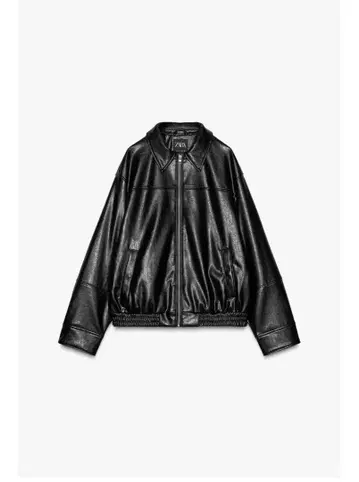 ZARA 인조 가죽 봄버 자켓 XS