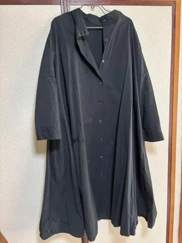 블랙 코튼 셔츠 원피스 Gauze# 긴팔 튜닉