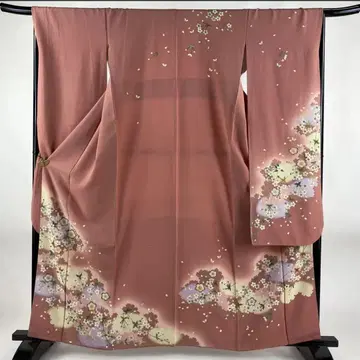 핑크 꽃무늬 후리소데 기모노