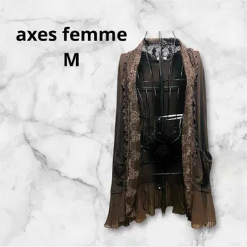 axes femme M 긴팔 프릴 레이스 가디건 브라운 엑시즈팜