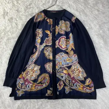 LEONARD FASHION 실크 페이즐리 가디건 L 일본제