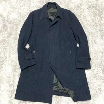 새상품급 애니버셀 캐시미어 혼방 스텐카라 코트 네이비 체크 XL