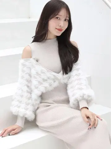 mercuryduo 2way 자카드 가디건 도킹 니트 원피스