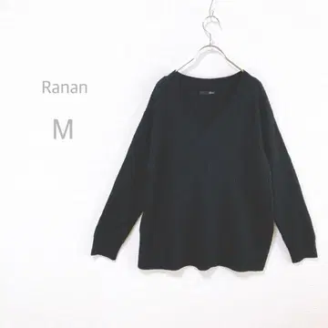 [ Ranan ] V넥 리브 니트 드롭 숄더 빅 루즈 워셔블