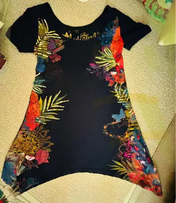 desigual 데시구알 반팔 T셔츠 꽃무늬 네이비 튜닉