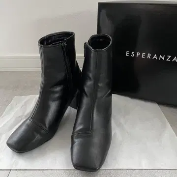 [ ESPERANZA ] 블랙 스퀘어 숏부츠 S 사이즈