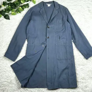 SANFOR 프렌치 빈티지 아틀리에 코트 파랑 체인지 버튼 코튼