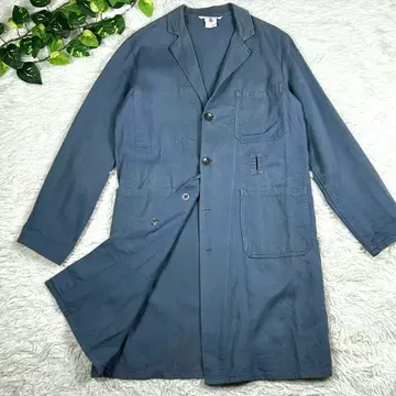 SANFOR 프렌치 빈티지 아틀리에 코트 파랑 체인지 버튼 코튼