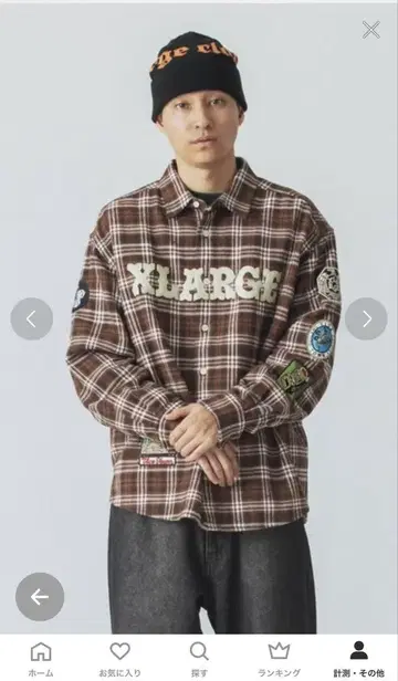 XLARGE 브라운 체크 셔츠 L 사이즈