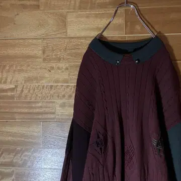 디자인 니트 자수 링거넥 절개 케이블 피셔맨 XL 사이즈