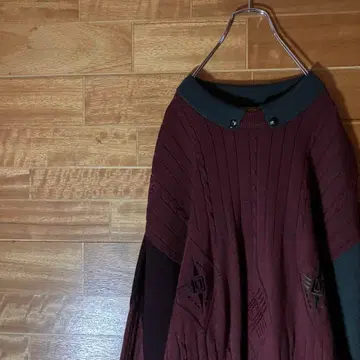 디자인 니트 자수 링거넥 절개 케이블 피셔맨 XL 사이즈