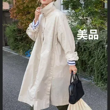 UNIQLO U 유니클로 유 라이트 롱 코트 내추럴 스탠드 칼라