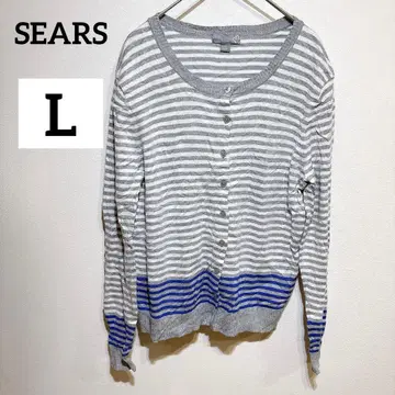 SEARS [ L ] 보더 가디건 긴팔 그레이와 파랑 긴팔