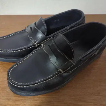 Paraboot BEAMS 별주 네이비 가죽 데크 슈즈 슬립온
