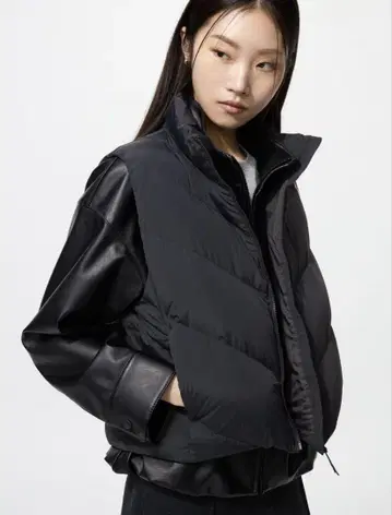 UNIQLO 퍼프테크 크롭 베스트 black XL
