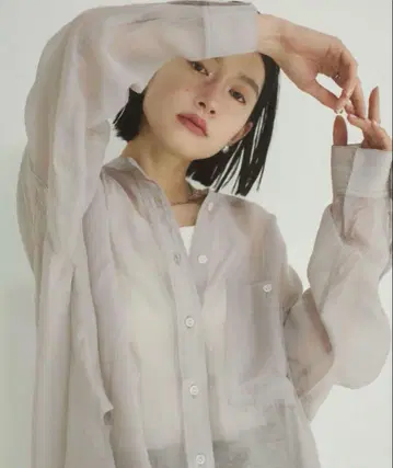 [WEB 한정/별주] 밴드 카라 시어 셔츠