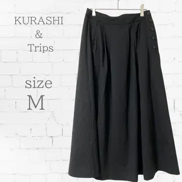 KURASHI & Trips 플레어 스커트 M 사이즈 블랙 롱