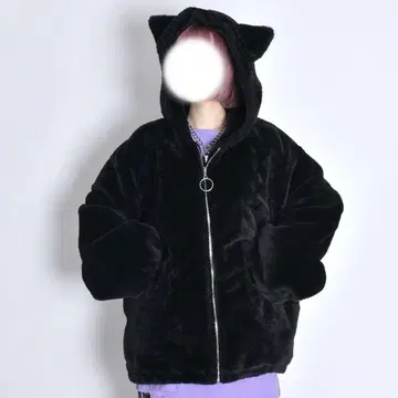 푹신푹신 고양이 귀 충전솜 퍼 BIG 블루종 아우터