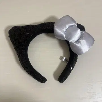 헬로키티 머리띠 실버 리본