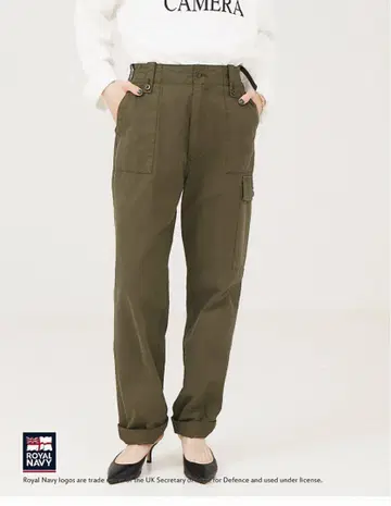 올리브 워크 팬츠 더블 버튼