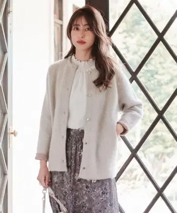 [컨디션 최상] 애니시스 라쿤 믹스 바이컬러 아우터 라이트 그레이