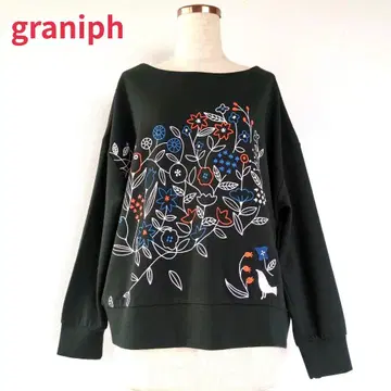 그라니프 꽃과 작은 새 자수 맨투맨 프리 사이즈