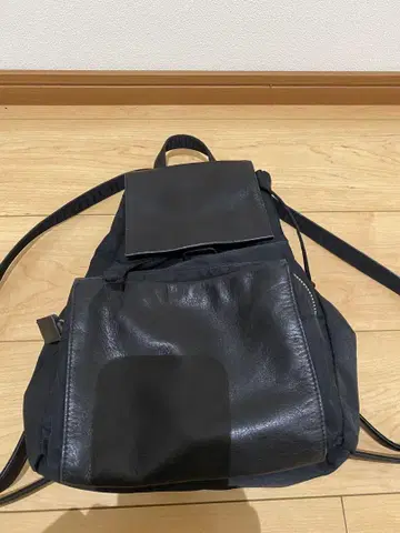 SAZABYS DEVELOPMENT 블랙 가죽 나일론 백팩