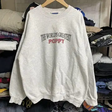 90s Hanes 메시지 프린트 맨투맨 멜란지 그레이 실측 XL 그런지